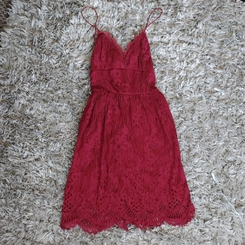 Aooksmery Elegant Red Lace Dress